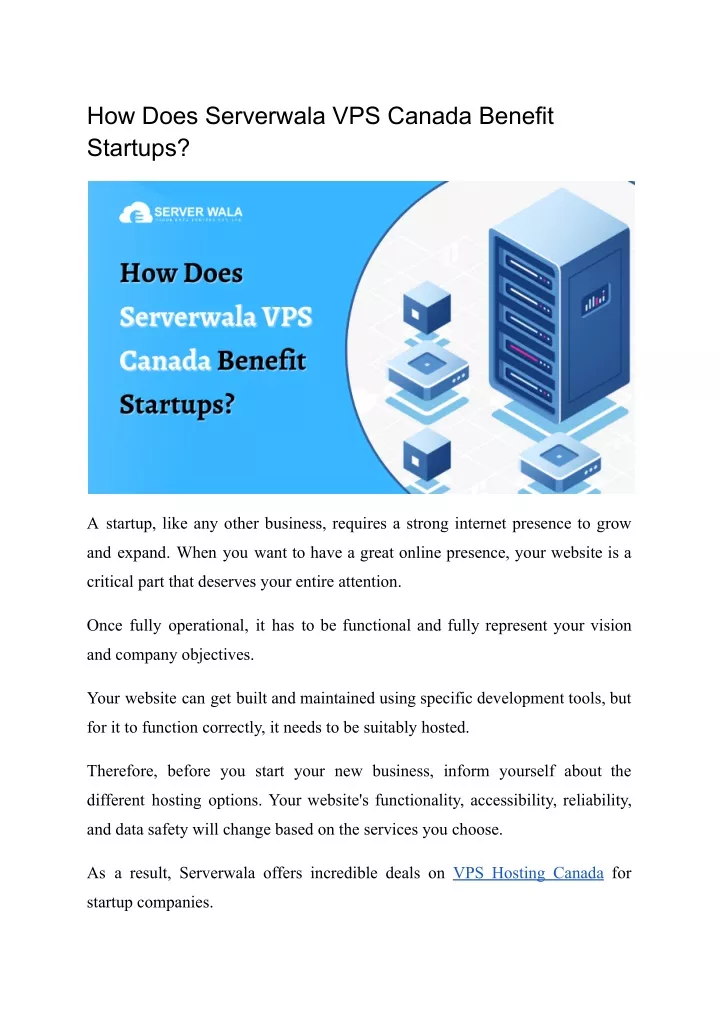 how does serverwala vps canada benefit startups