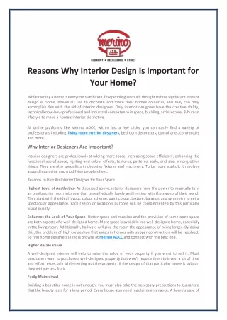 reasons why interior design is important for your