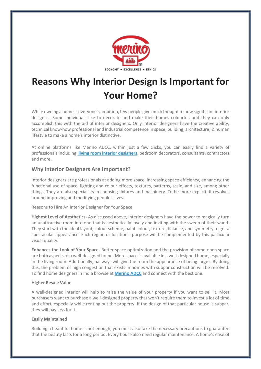 PPT - Reasons Why Interior Design Is Important for Your Home PowerPoint ...