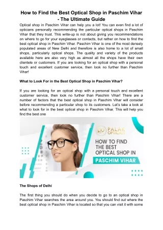 How to Find the Best Optical Shop in Paschim Vihar - The Ultimate Guide