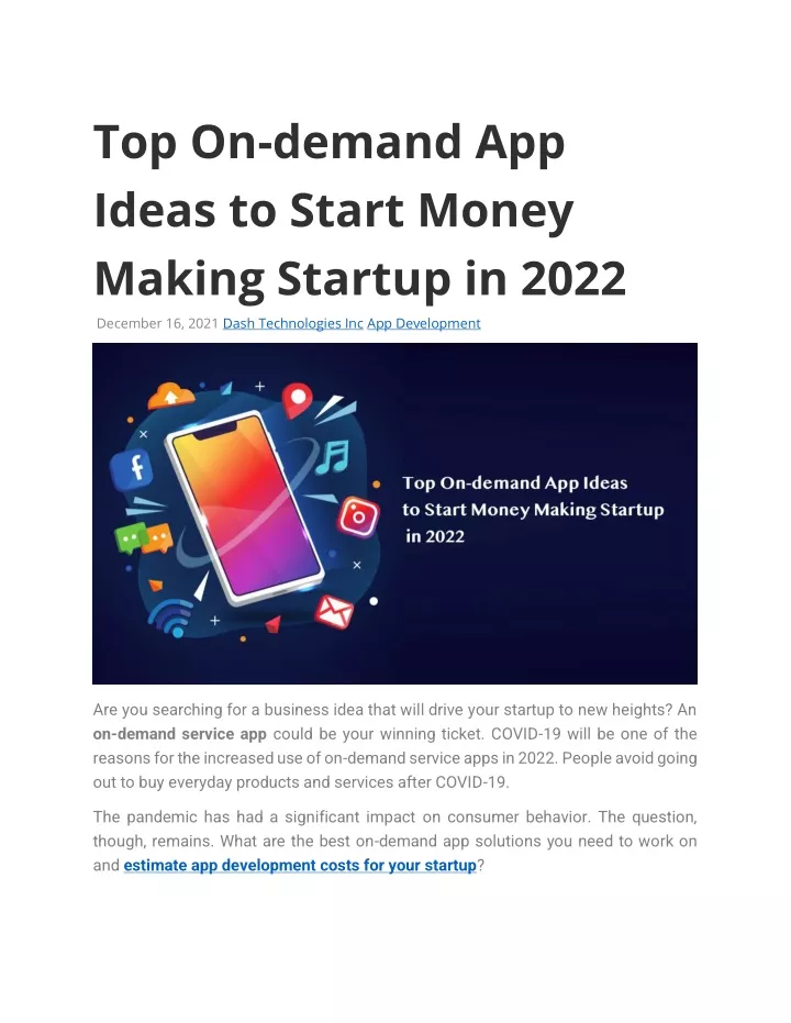 top on demand app ideas to start money making