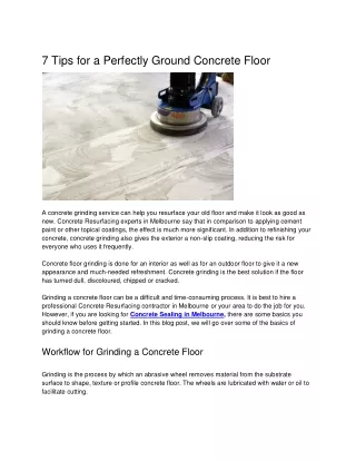 Tips for a Perfectly Ground Concrete Floor