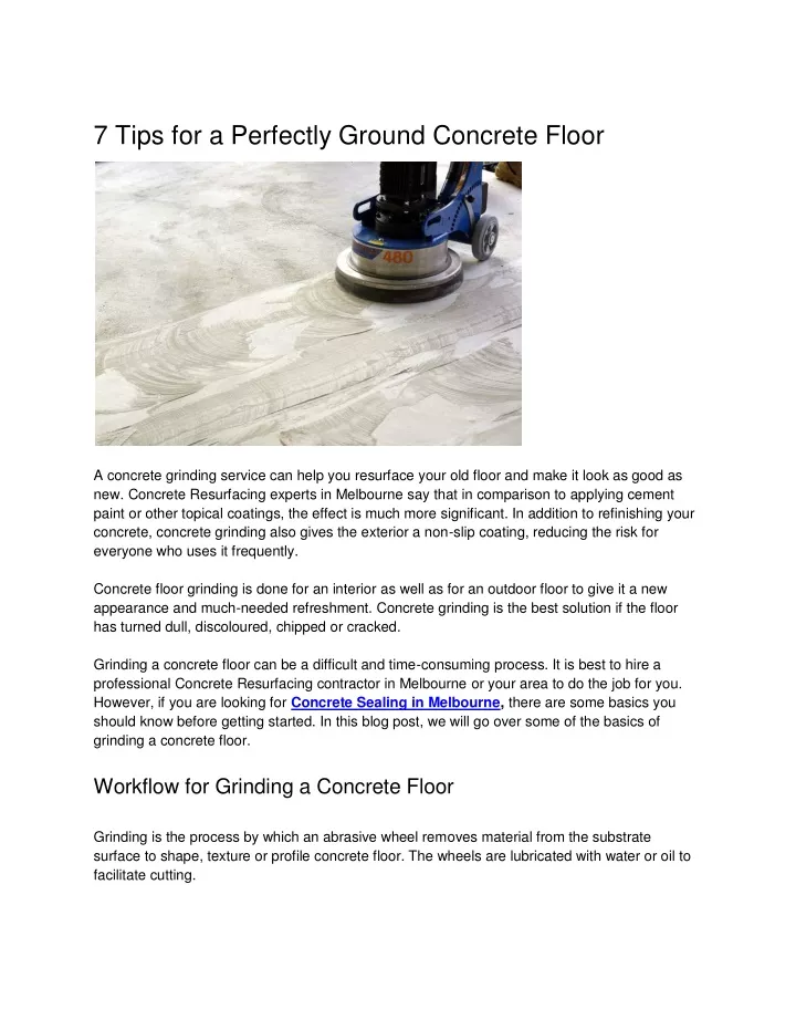 7 tips for a perfectly ground concrete floor