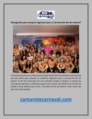 Navegando para comprar ingressos para o Carnaval do Rio de Janeiro?