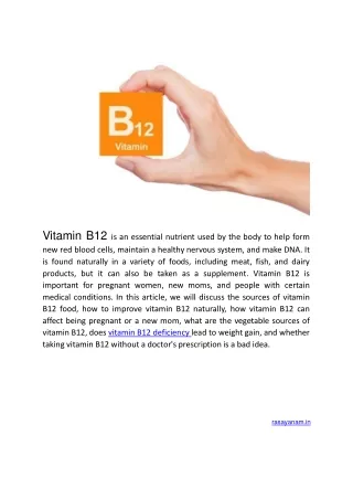 Sources of Vitamin B12 Food