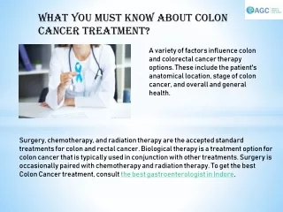 What you must know About Colon Cancer Treatment