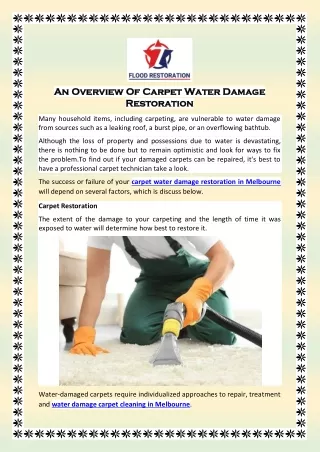 An Overview Of Carpet Water Damage Restoration
