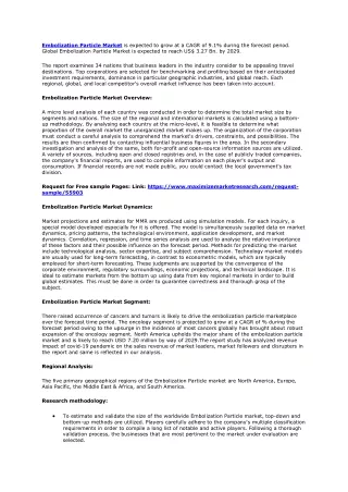 embolization particle market is expected to grow