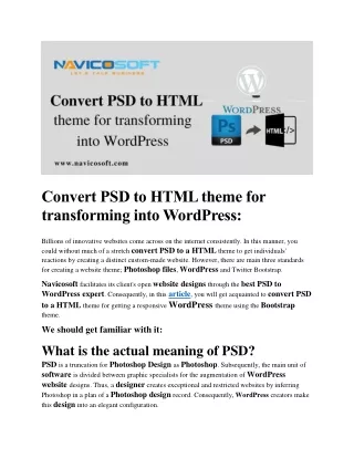 Convert PSD to HTML theme for transforming into WordPress