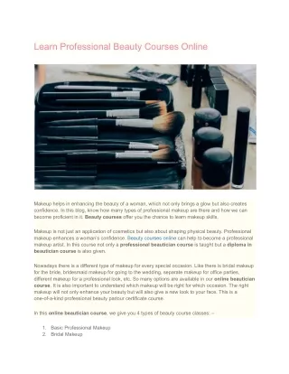 learn professional beauty courses online