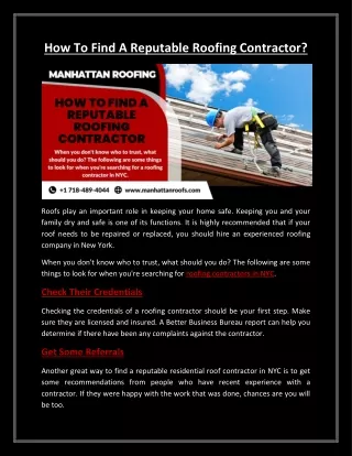 How To Find A Reputable Roofing Contractor