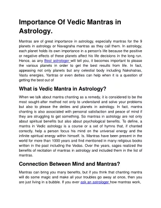 importance of vedic mantras in astrology