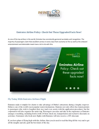 Emirates Airline Policy- Check Out These Upgraded Facts Now!