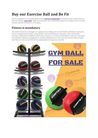 Buy our Exercise Ball and Be Fit