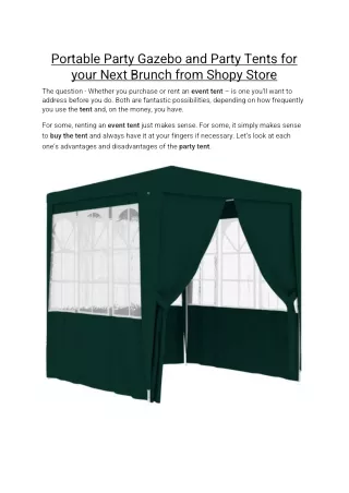 Portable Party Gazebo and Party Tents for your Next Brunch from Shopy Store