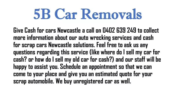 5 5b car removals b car removals