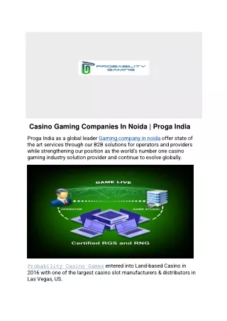 Casino Gaming Companies In Noida