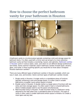 How to choose the perfect bathroom vanity for your bathroom in Houston