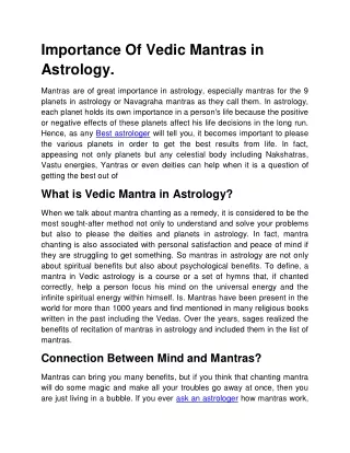 importance of vedic mantras in astrology