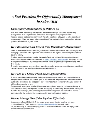 5 best practices for opportunity management