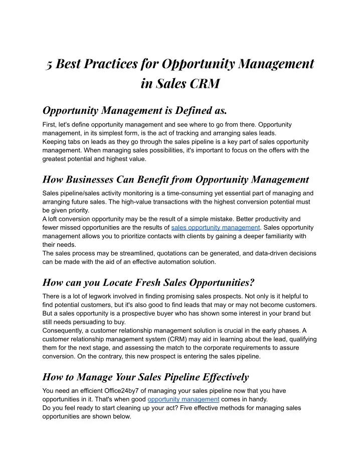 5 best practices for opportunity management