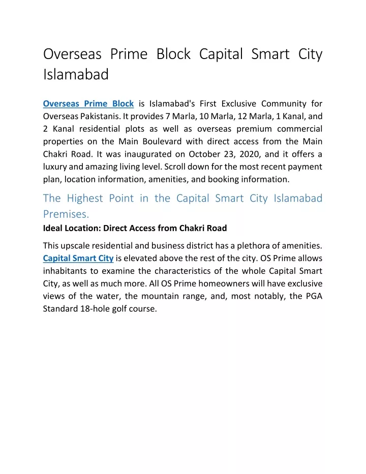 overseas prime block capital smart city islamabad