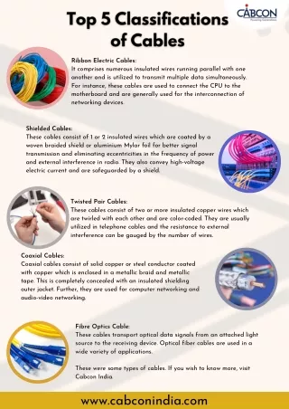 Top 5 Classifications of Cables