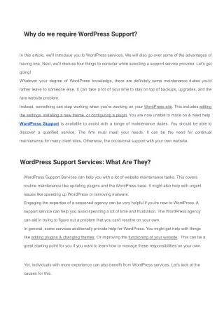 Why do we require WordPress Support