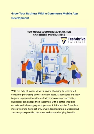 Techthrive Solutions - Grow Your Business With e-Commerce Mobile App Development