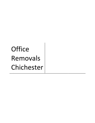 Advantages of Office Removals Chichester