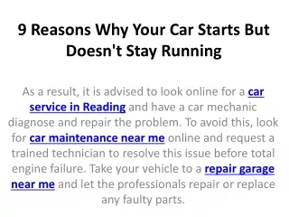 9 reasons why your car starts but doesn t stay running