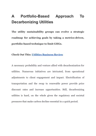 a decarbonizing utilities