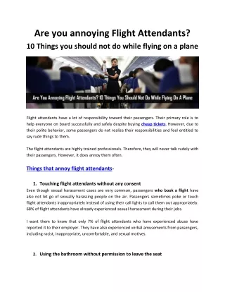 are you annoying flight attendants 10 things
