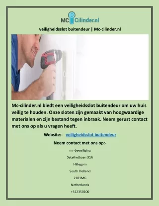 veiligheidsslot buitendeur | Mc-cilinder.nl