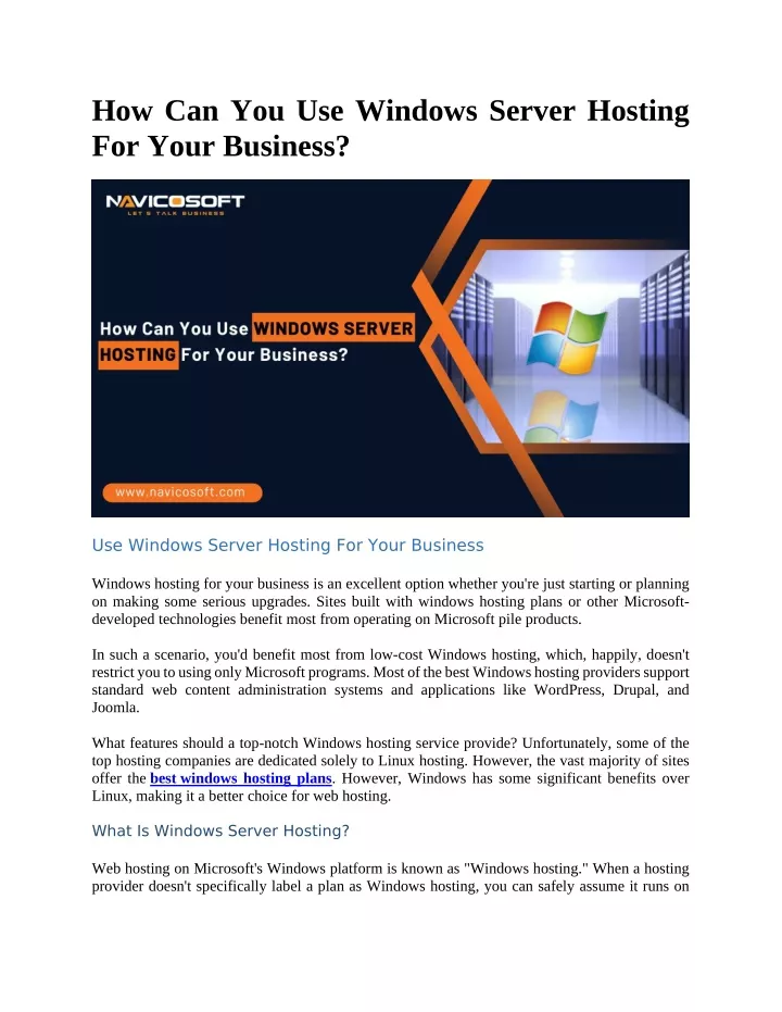 how can you use windows server hosting for your