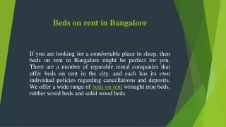 Beds on rent in Bangalore
