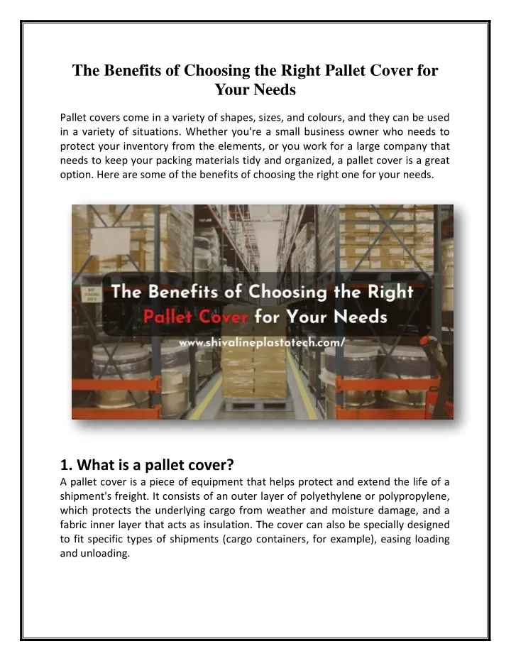 the benefits of choosing the right pallet cover