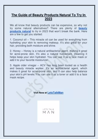 the guide of beauty products natural