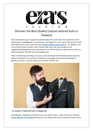 Discover the Best Quality Custom-tailored Suits in Thailand
