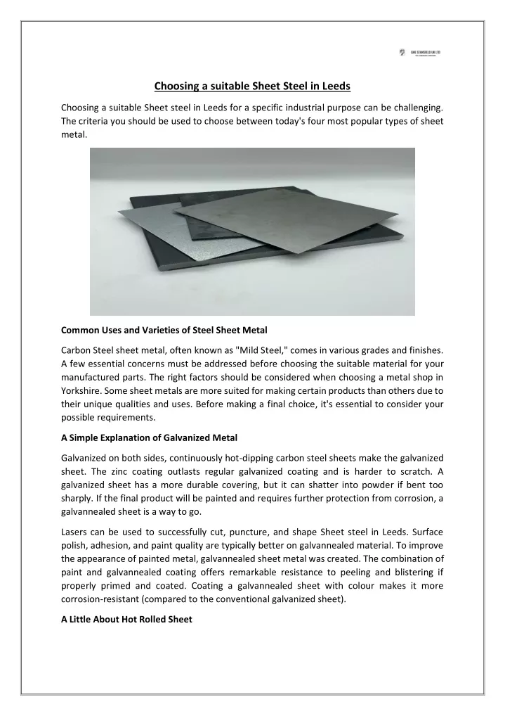 choosing a suitable sheet steel in leeds