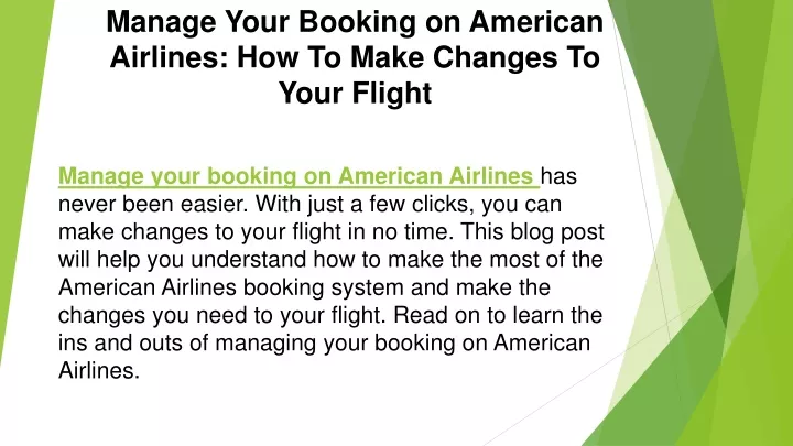 manage your booking on american airlines