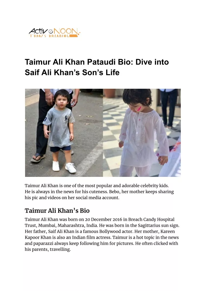 taimur ali khan pataudi bio dive into saif