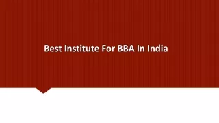 Best Institute For BBA In India