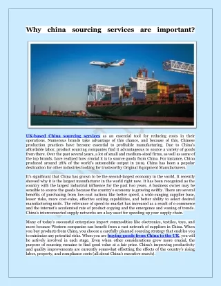 why china sourcing services are important