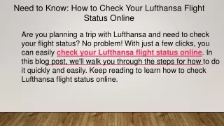 need to know how to check your lufthansa flight