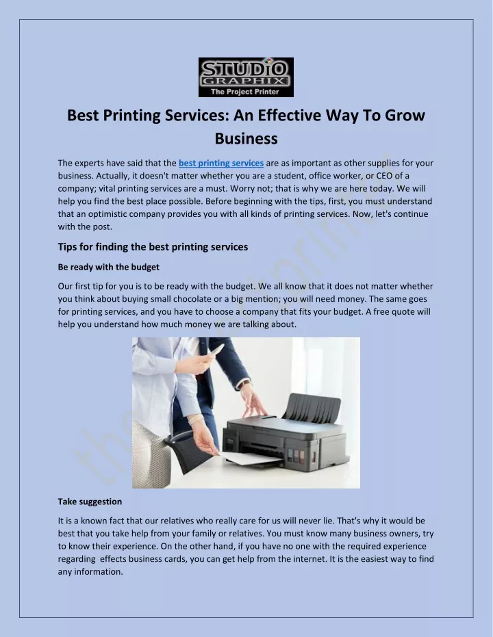 best printing services an effective way to grow