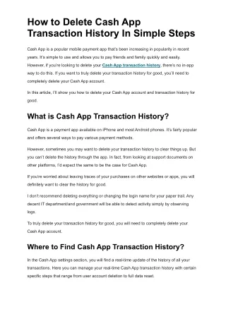 How to Delete Cash App Transaction History In Simple Steps