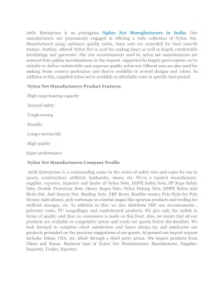 Nylon Net Manufacturers
