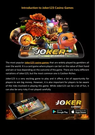 Introduction to Joker123 Casino Games