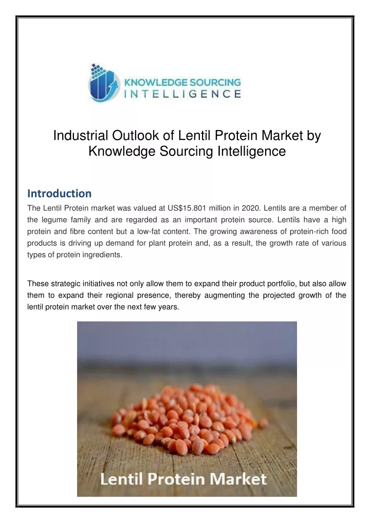 industrial outlook of lentil protein market